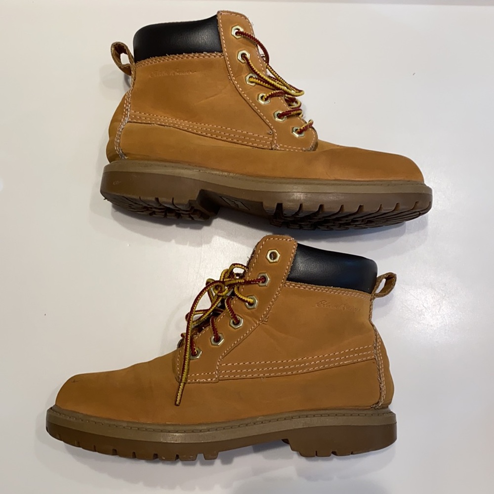 Eddie Bauer workwear inspired lace up ankle boots brown wheat color - Picture 3 of 11